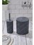 Yuvarlak Çöp Kovası & Yuvarlak Tuvalet Fırçası Seti Ikili Banyo Seti Koyu Gri 3