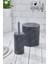 Yuvarlak Çöp Kovası & Yuvarlak Tuvalet Fırçası Seti Ikili Banyo Seti Koyu Gri 4