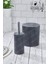 Yuvarlak Çöp Kovası & Yuvarlak Tuvalet Fırçası Seti Ikili Banyo Seti Koyu Gri 3