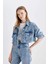 Crop Düğmeli Jean Ceket D4196AX24AU 4