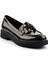 Siyah Parlak Kroko Kadın Loafer Ayakkabı K01257067511 3