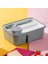 1183 Kendinden Kaşık Çatallı Sosluklu Bölmeli Beslenme Kabı - Taşınabilir Lunch Box Gri 3