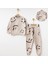 Fırçalı Özel Kumaş Gülücük Baskılı Unitex çocuk takım - Krem 2