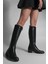 Kadın Yandan Fermuarlı Topuklu Çizme Levarin Siyah 2
