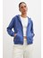 Fermuarlı Kapüşonlu Sweatshirt Mavi 1