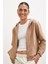 Fermuarlı Kapüşonlu Sweatshirt Kahve 2