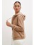 Fermuarlı Kapüşonlu Sweatshirt Kahve 3