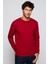 Unisex Relax Fit Rahat Kesim Pamuklu Basic Kırmızı Bisiklet Yaka Sweatshirt 1