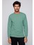 Unisex Relax Fit Rahat Kesim Pamuklu Basic Yeşil Bisiklet Yaka Sweatshirt 3