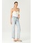 Eliza Açık Mavi Normal Bel Patı Düğmeli Cropped Straight Fit Jean Pantolon C 4518-115 1