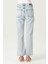 Eliza Açık Mavi Normal Bel Patı Düğmeli Cropped Straight Fit Jean Pantolon C 4518-115 4