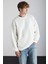 Tokyo Erkek Içi Polarlı Yumuşacık Arka Etiket Detaylı Bisiklet Yaka Oversize Ekru Sweatshirt 3