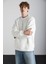 Tokyo Erkek Içi Polarlı Yumuşacık Arka Etiket Detaylı Bisiklet Yaka Oversize Ekru Sweatshirt 5