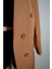 Kadın Dökümlü Oversize Kruvaze Blazer Ceket Kahverengi Düğmeli Uzun Camel 3