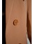 Kadın Dökümlü Oversize Kruvaze Blazer Ceket Kahverengi Düğmeli Uzun Camel 5