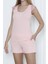 Kadın Şortlu Pijama Takımı Dantelli Sıfır Kol Likrali Cepli Kaşkorse Açık Somon 1