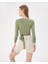Yeşil Anvelop Belden Bağlamalı Crop Bluz 2