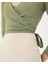 Yeşil Anvelop Belden Bağlamalı Crop Bluz 3