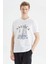 Baskılı Pamuk Standart Fit Bisiklet Yaka T Shirt Erkek T Shirt V35474T 1Bw 1