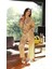 Yaldız Gold Renk Bel Kemerli Saten Işlemeli Alt Üst Kadın Şık Pijama Takımı 2