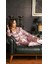 Pudra Kadın Saten Düğmeli Gömlekli Ince Şık Çizgili Kadın Pijama Takımı 2