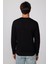 Unisex Relax Fit Rahat Kesim Pamuklu Basic Siyah Bisiklet Yaka Sweatshirt 5