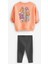 Kız Çocuk Karakter Baskılı Sweatshirt Ve Tayt Takım - Turuncu 3