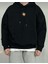 Oversize Erkek Travel Baskılı Siyah Kapüşonlu Sweatshirt 3