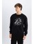 Batman Boxy Fit Bisiklet Yaka Baskılı Kalın Sweatshirt C6531AX24AU 4