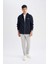 Lacivert Relax Fit Kapüşonlu Waffle Baskılı Cepli Fermuarlı Sweatshirt D2629AX24AU 2