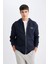 Lacivert Relax Fit Kapüşonlu Waffle Baskılı Cepli Fermuarlı Sweatshirt D2629AX24AU 3