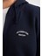 Lacivert Relax Fit Kapüşonlu Waffle Baskılı Cepli Fermuarlı Sweatshirt D2629AX24AU 5