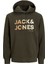 Jack & Jones Erkek Kapüşonlu Logo Baskılı Sweatshirt - Forest 4