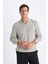 Açık Haki Regular Fit Polo Yaka Jakarlı Triko Sweatshirt A9785AX24AU 3