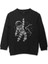 Uzayda El Sallayan Astronot Cosmos Baskılı Çocuk Sweatshirt Siyah Sweat 1