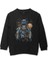 Uzay Gemisinde Yolculuk Eden Astronot Cosmos Göktaşı Baskılı Çocuk Sweatshirt Siyah Sweat 1