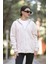 Kadın Fermuarlı Sweatshirt Bej Şardonlu Oversize Kapüşonlu Hoodie - 9015 1