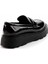 Siyah Rugan Kadın Loafer Ayakkabı K01327241008 4