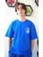 Erkek Oversize Just Be There Nakışlı ve Baskılı Mavi T-Shirt 2