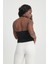 Mena Kadın Boyundan Geçme Kemer Detaylı Ön Çift Kat Slim Kalıp Örme Bluz & Tshirt & Tişört - Siyah 6