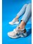 Berge Bej Rose Kadın Cırtlı Dolgu Taban Spor Sneakers 5