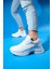 Crown Beyaz Gri Bağcıklı Kadın Kalın Taban Spor Sneakers 1