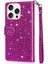 IPhone 16 Için Fermuar Cep Durumda Pro Max Pu Deri Glitter Cüzdan Kılıf (Yurt Dışından) 4