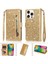 IPhone 16 Için Fermuar Cep Durumda Pro Max Pu Deri Glitter Cüzdan Kılıf (Yurt Dışından) 1