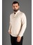 Zeki Özer Erkek Bej Dokulu Polo Yaka Kazak 1