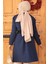 Kemerli Lacivert Tesettür Trençkot 61171L 4