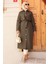 Düğmeli Haki Tesettür Trençkot 62131HK 3