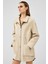 Dalida Kadın Krem Oversize Deri Ceket 24WGD5212U4 3