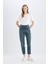 Lina Mom Fit Yüksek Bel Rahat Kalıp Hafif Dar Paça Bilek Boy Jean Yıkamalı Pantolon D4321AX24AU 4
