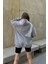 Gri Kapüşonlu Oversize Fermuarlı Şardonlu Sweatshirt 4